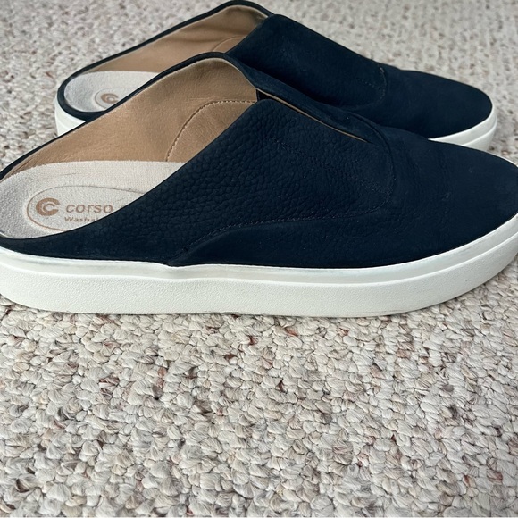 Corso Como Shoes - Corso Como Womens Trena Platform Slip On Mule Sneakers Size 9M navy leather